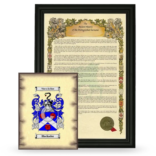 Blackador Framed History and Coat of Arms Print - Black