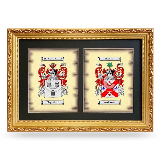 Double Coat of Arms Framed - Gold