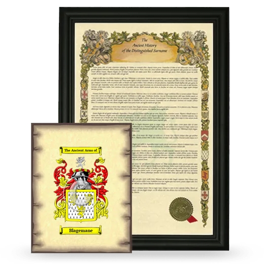 Blagemane Framed History and Coat of Arms Print - Black