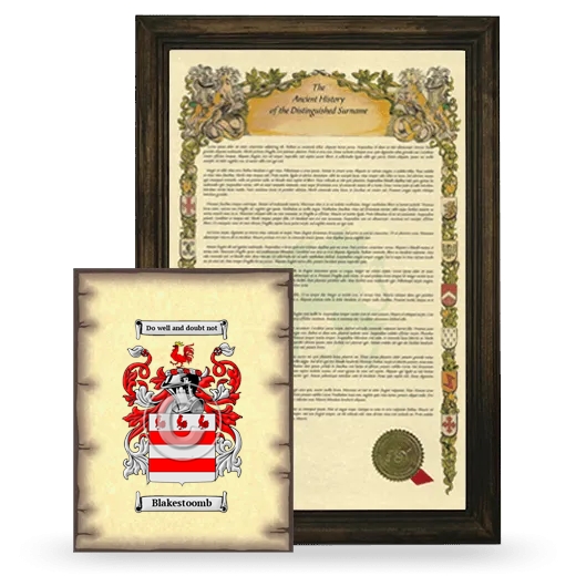 Blakestoomb Framed History and Coat of Arms Print - Brown