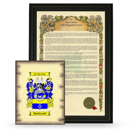 Blaickwould Framed History and Coat of Arms Print - Black