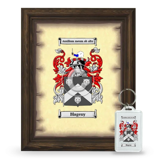 Blageny Framed Coat of Arms and Keychain - Brown