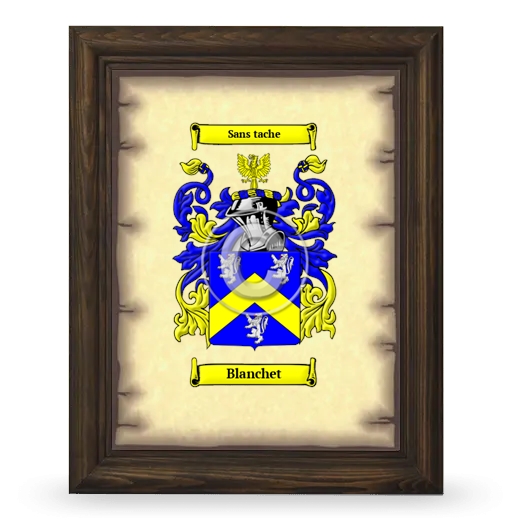 Blanchet Coat of Arms Framed - Brown