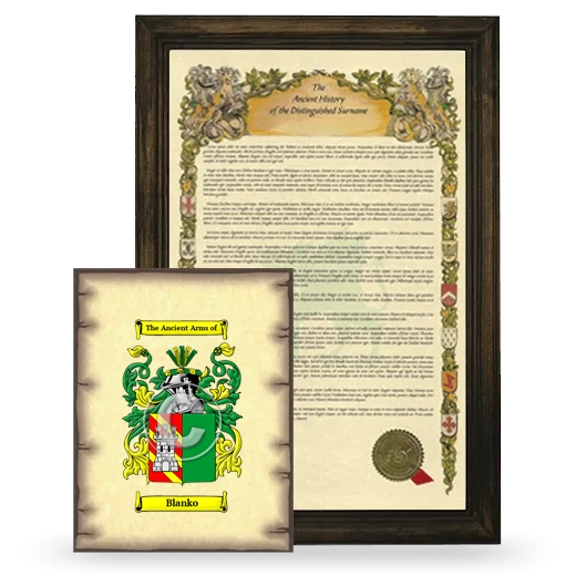 Blanko Framed History and Coat of Arms Print - Brown