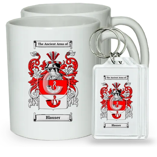 Blauser Pair of Coffee Mugs and Pair of Keychains