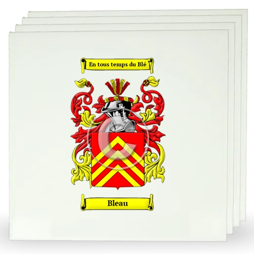 Bleau Set of Four Large Tiles with Coat of Arms