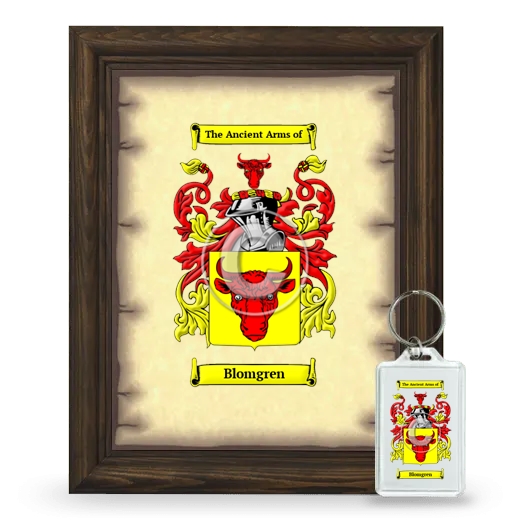 Blomgren Framed Coat of Arms and Keychain - Brown
