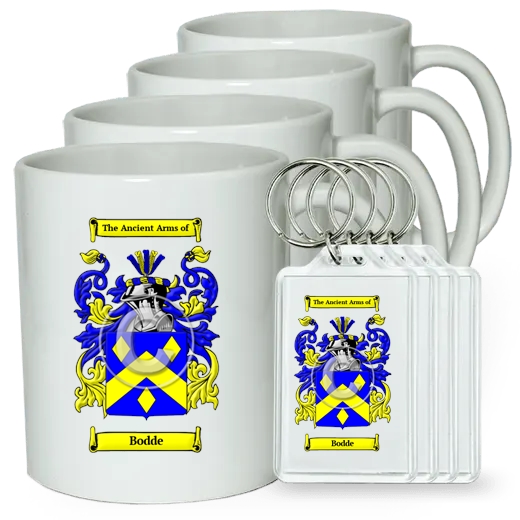 Bodde Set of 4 Coffee Mugs and Keychains