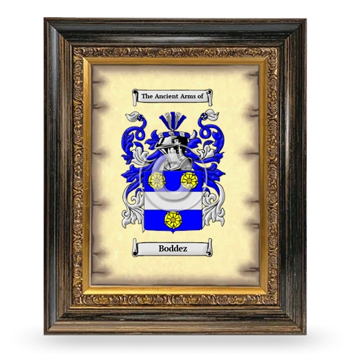 Boddez Coat of Arms Framed - Heirloom