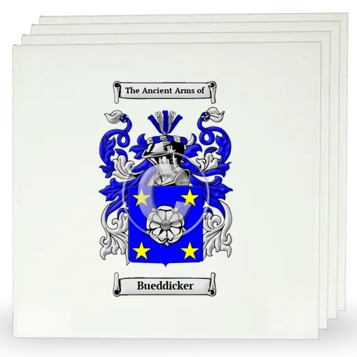 Bueddicker Set of Four Large Tiles with Coat of Arms