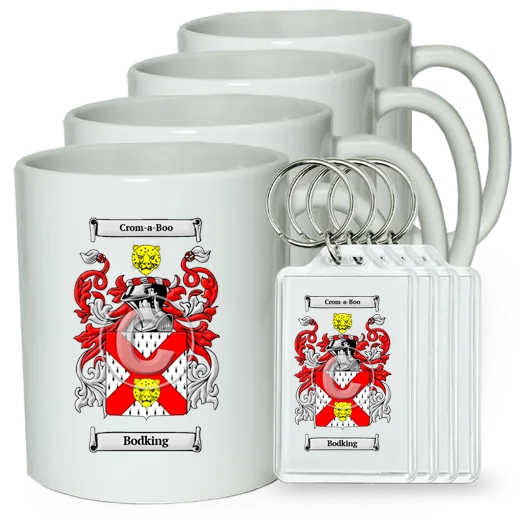 Bodking Set of 4 Coffee Mugs and Keychains