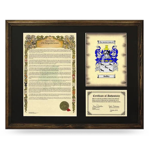 Bodley Framed Surname History and Coat of Arms - Brown