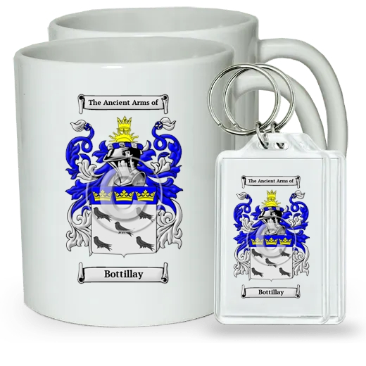 Bottillay Pair of Coffee Mugs and Pair of Keychains