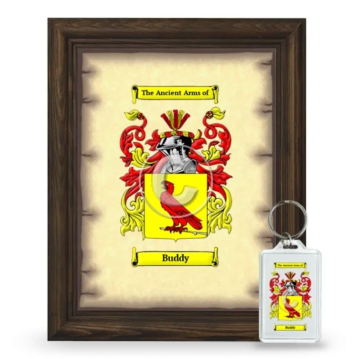 Buddy Framed Coat of Arms and Keychain - Brown
