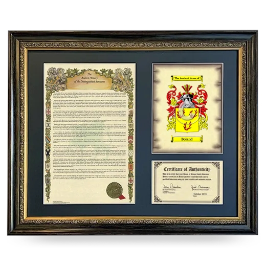 Boland Framed Surname History and Coat of Arms- Heirloom