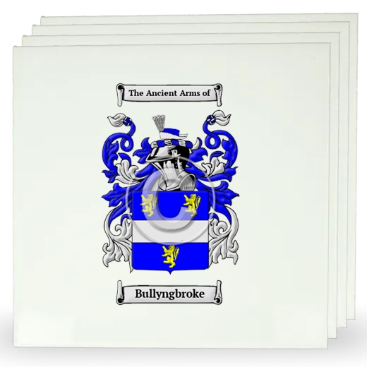 Bullyngbroke Set of Four Large Tiles with Coat of Arms