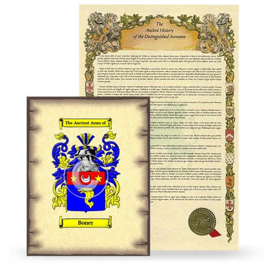 Boner Coat of Arms and Surname History Package