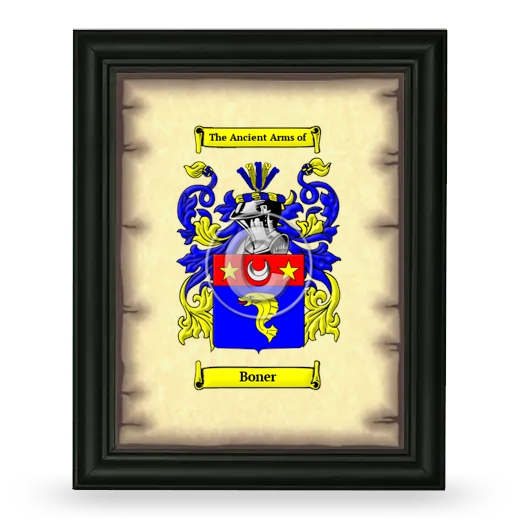 Boner Coat of Arms Framed - Black