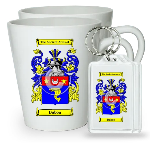 Dubon Pair of Latte Mugs and Pair of Keychains