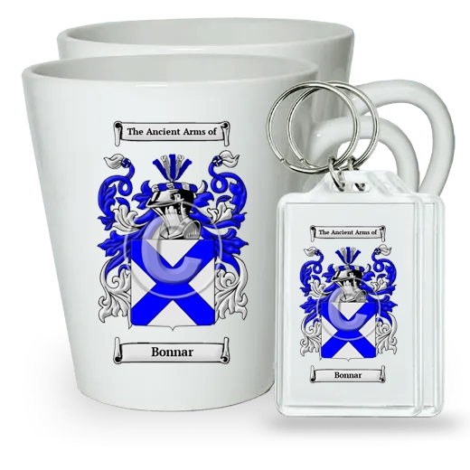 Bonnar Pair of Latte Mugs and Pair of Keychains