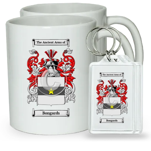 Bongards Pair of Coffee Mugs and Pair of Keychains