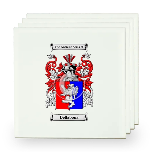 Dellabona Set of Four Small Tiles with Coat of Arms