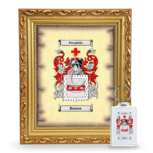 Bonsor Framed Coat of Arms and Keychain - Gold