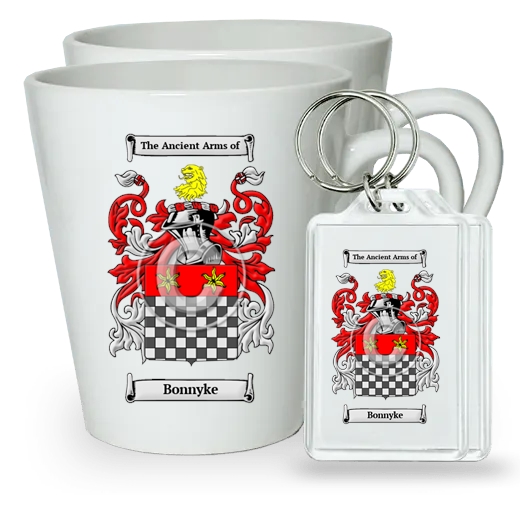 Bonnyke Pair of Latte Mugs and Pair of Keychains