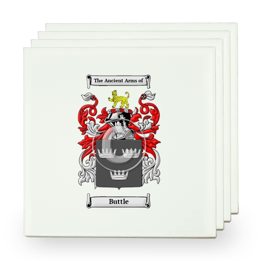 Buttle Set of Four Small Tiles with Coat of Arms
