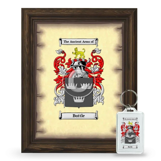 Buttle Framed Coat of Arms and Keychain - Brown