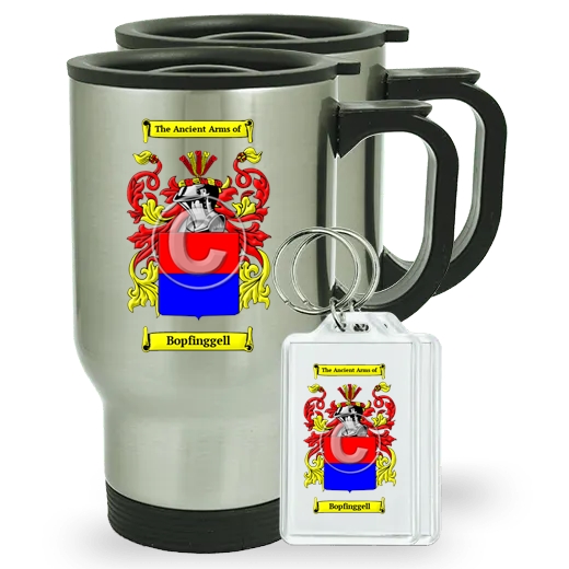 Bopfinggell Pair of Travel Mugs and pair of Keychains