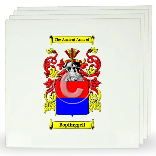 Bopfinggell Set of Four Large Tiles with Coat of Arms