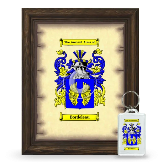 Bordeleau Framed Coat of Arms and Keychain - Brown