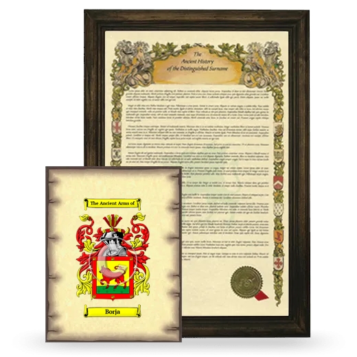 Borja Framed History and Coat of Arms Print - Brown