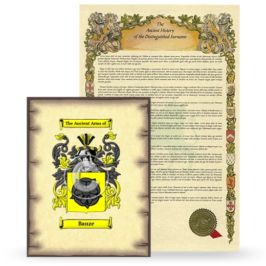 Bauze Coat of Arms and Surname History Package