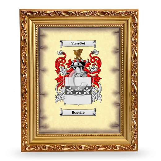 Bosvile Coat of Arms Framed - Gold