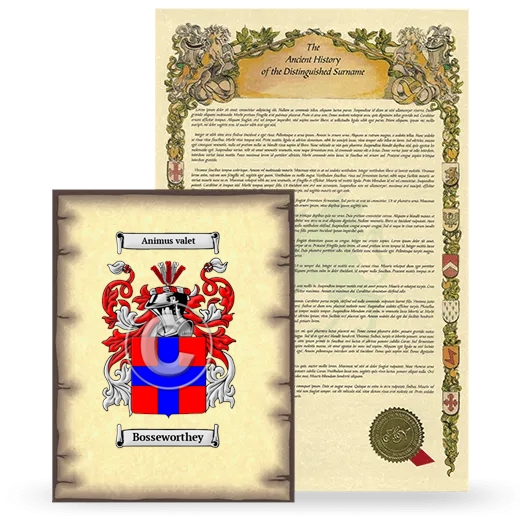 Bosseworthey Coat of Arms and Surname History Package