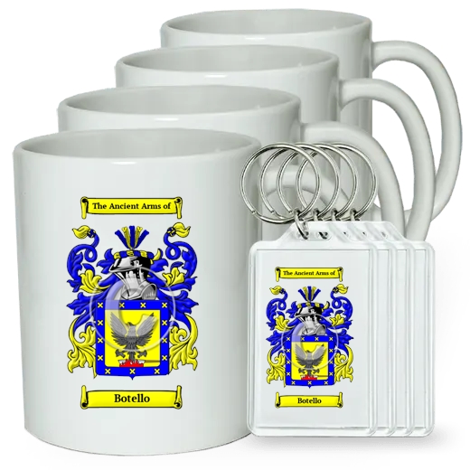 Botello Set of 4 Coffee Mugs and Keychains