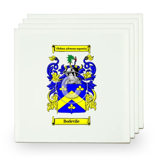 Bodevile Set of Four Small Tiles with Coat of Arms