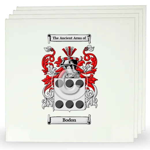 Bodon Set of Four Large Tiles with Coat of Arms
