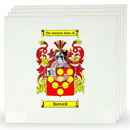 Botteril Set of Four Large Tiles with Coat of Arms