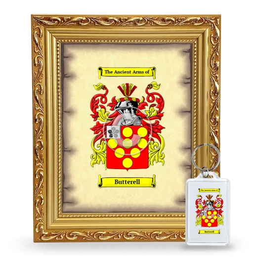 Butterell Framed Coat of Arms and Keychain - Gold