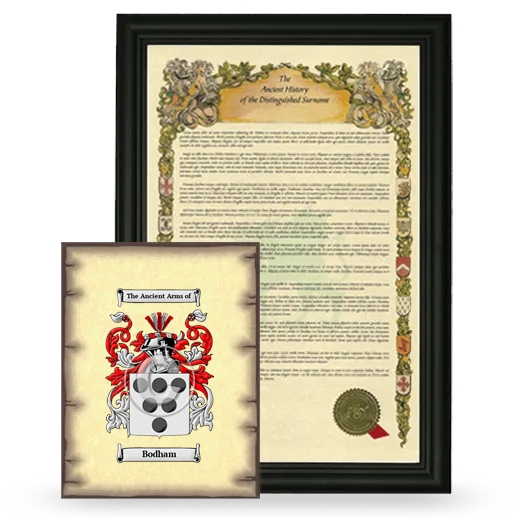 Bodham Framed History and Coat of Arms Print - Black