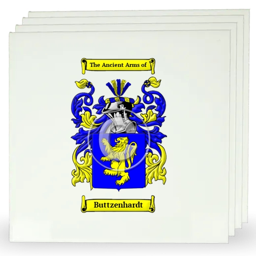 Buttzenhardt Set of Four Large Tiles with Coat of Arms