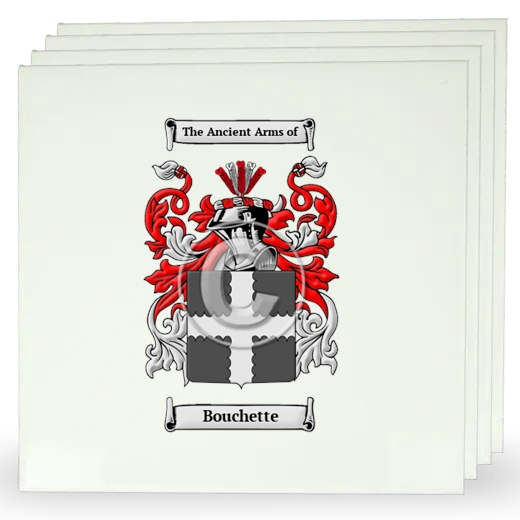 Bouchette Set of Four Large Tiles with Coat of Arms