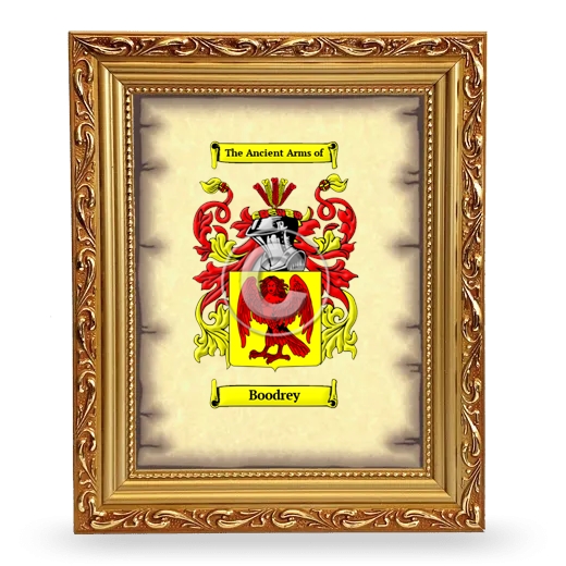 Boodrey Coat of Arms Framed - Gold