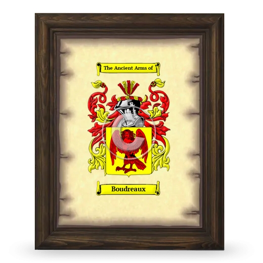 Boudreaux Coat of Arms Framed - Brown