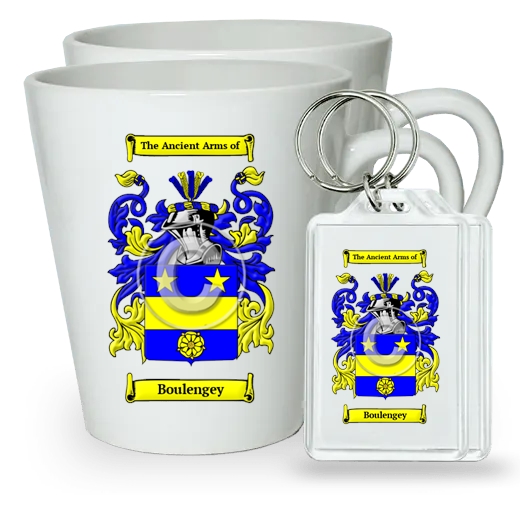 Boulengey Pair of Latte Mugs and Pair of Keychains