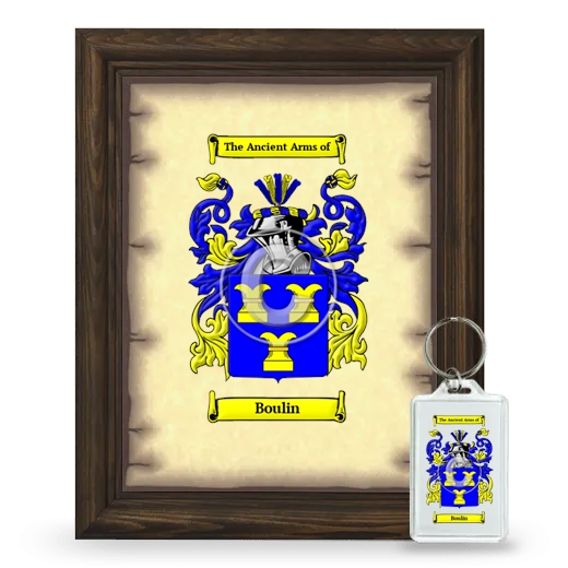 Boulin Framed Coat of Arms and Keychain - Brown