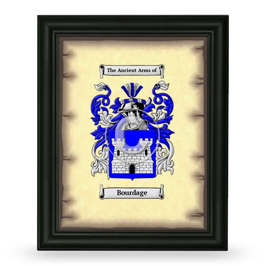 Bourdage Coat of Arms Framed - Black